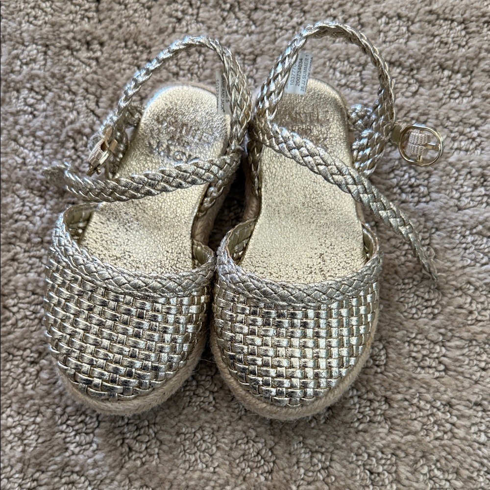 Janie and Jack Gold Woven Kids Sandals
